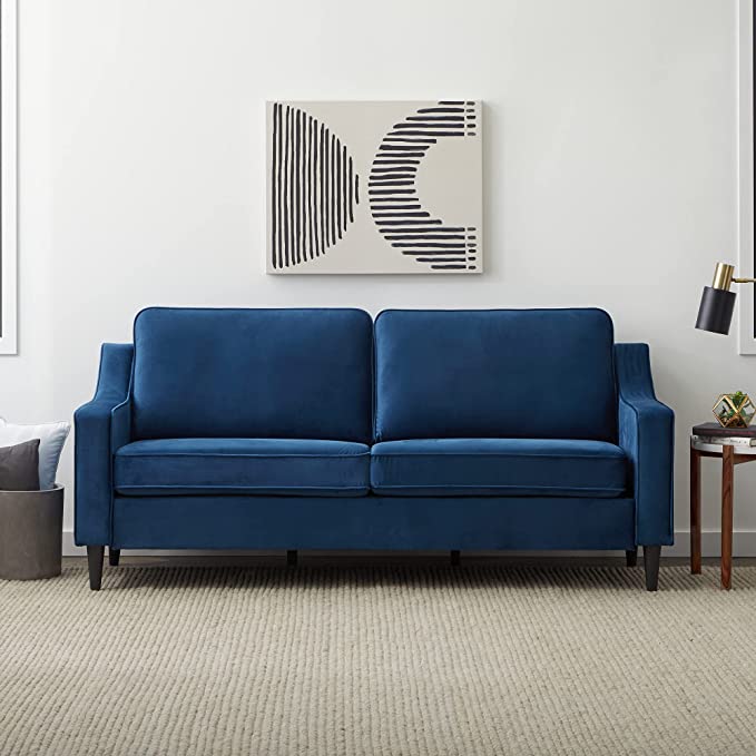 Velvet Blue Stylish Couch Lyonsgate Furniture